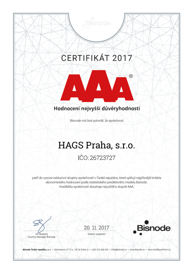 certifikát ISO AAA 2017